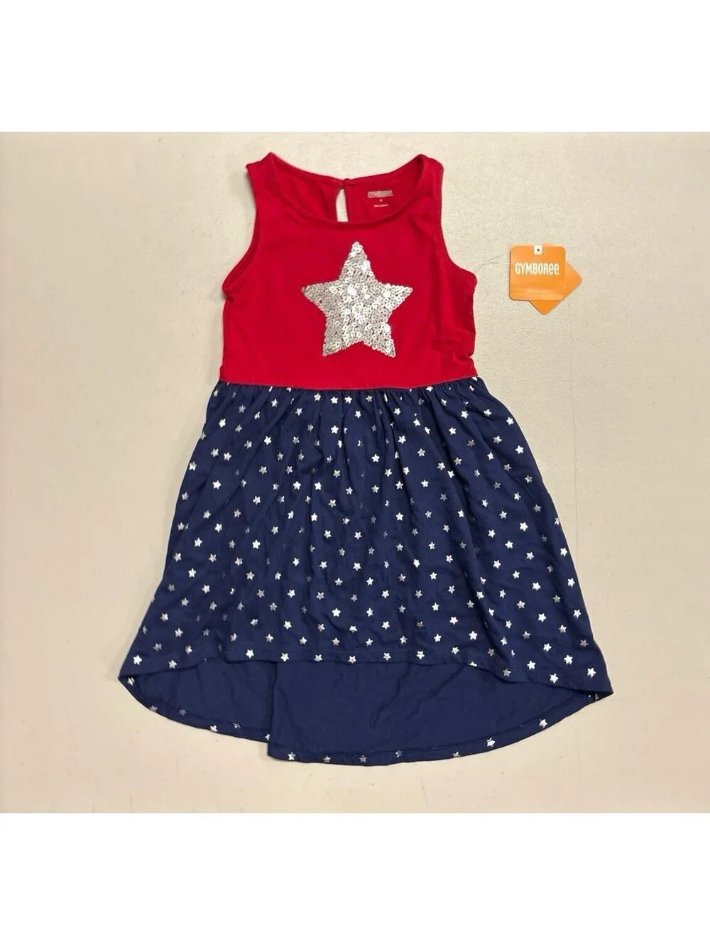 Gymboree NWT Girls Size 4 Patriotic Sequin Star Dress Red White Blue 4th July